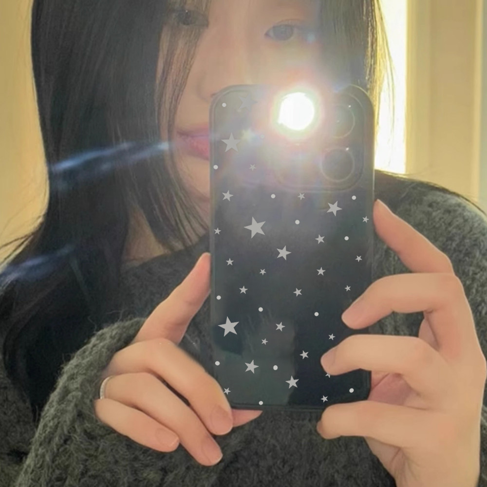 ins暗黑甜酷女孩时髦星星元素适用苹果16ProMax手机壳iPhone13韩系15/14Promax软壳保护套16plus情侣壳11
