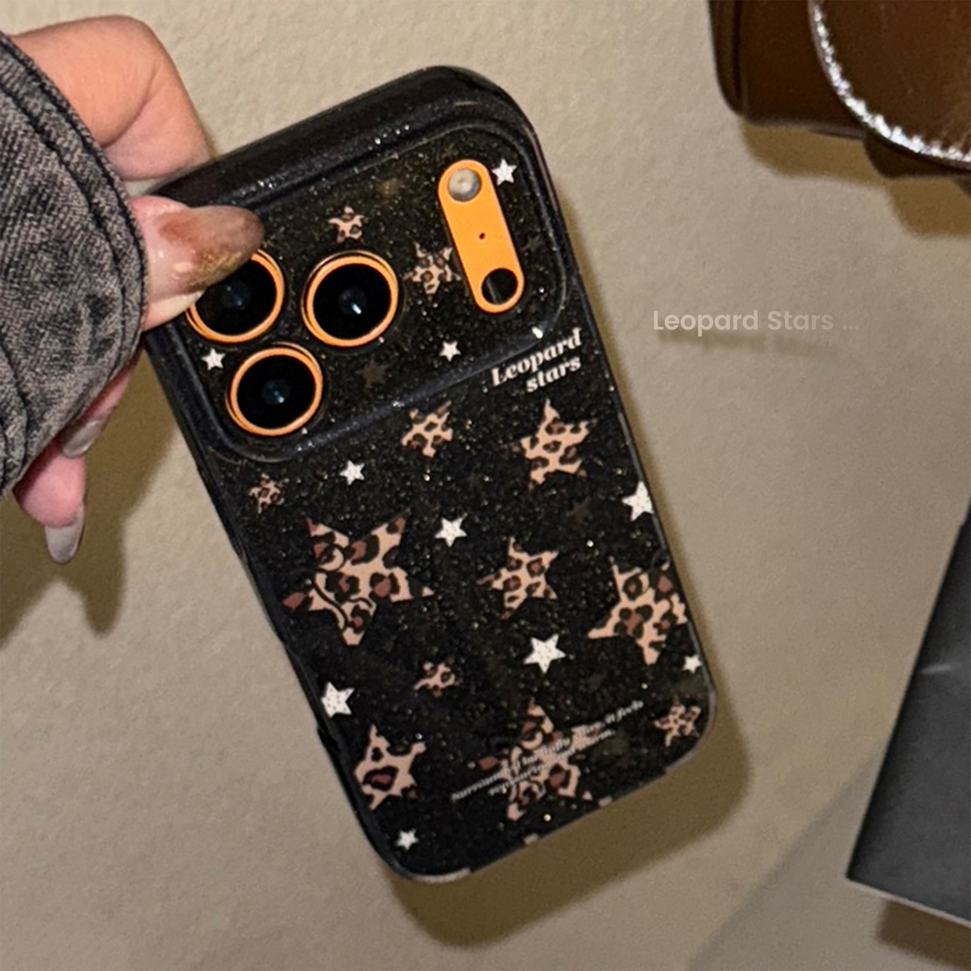 闪粉豹纹星星适用苹果15promax手机壳iphone13新款14pro女款12全包15欧美暗黑风13pro高级感个性双层软壳