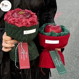 圣诞节小香风针织布包花纸平安夜礼物平安果包装纸diy材料包花布