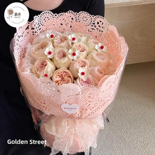 海盐芝士镂空蕾丝花纹包装纸鲜花花束立体艺术纸花艺手工diy材料