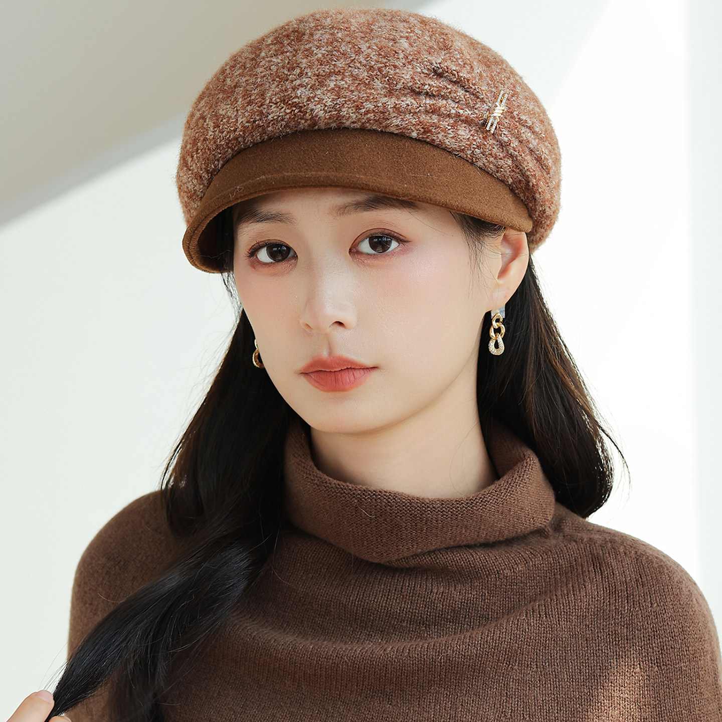 英伦毛呢贝雷帽女秋冬保暖显脸小