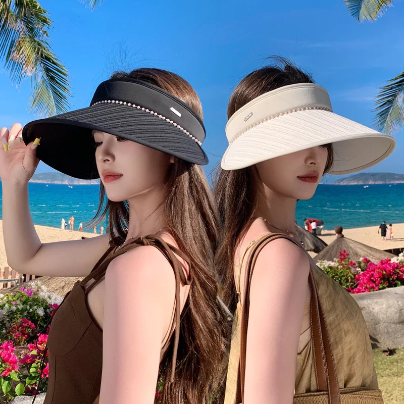 草帽女夏空顶户外遮阳防晒太阳帽