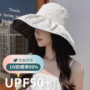 黑胶渔夫帽女夏季仙女风遮阳帽大帽檐可折叠不变形防晒帽防紫外线
