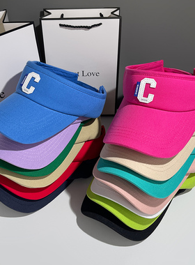韩版C字母空顶帽子女夏季ins百搭潮男运动跑步防晒遮阳无顶鸭舌帽