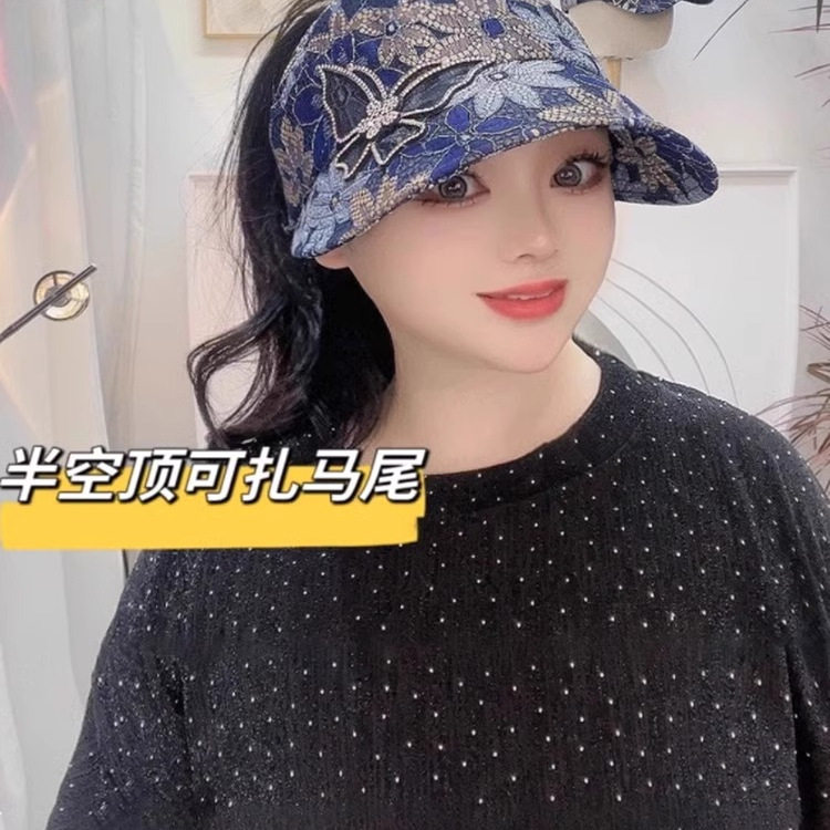 水钻蝴蝶结空顶鸭舌帽子女