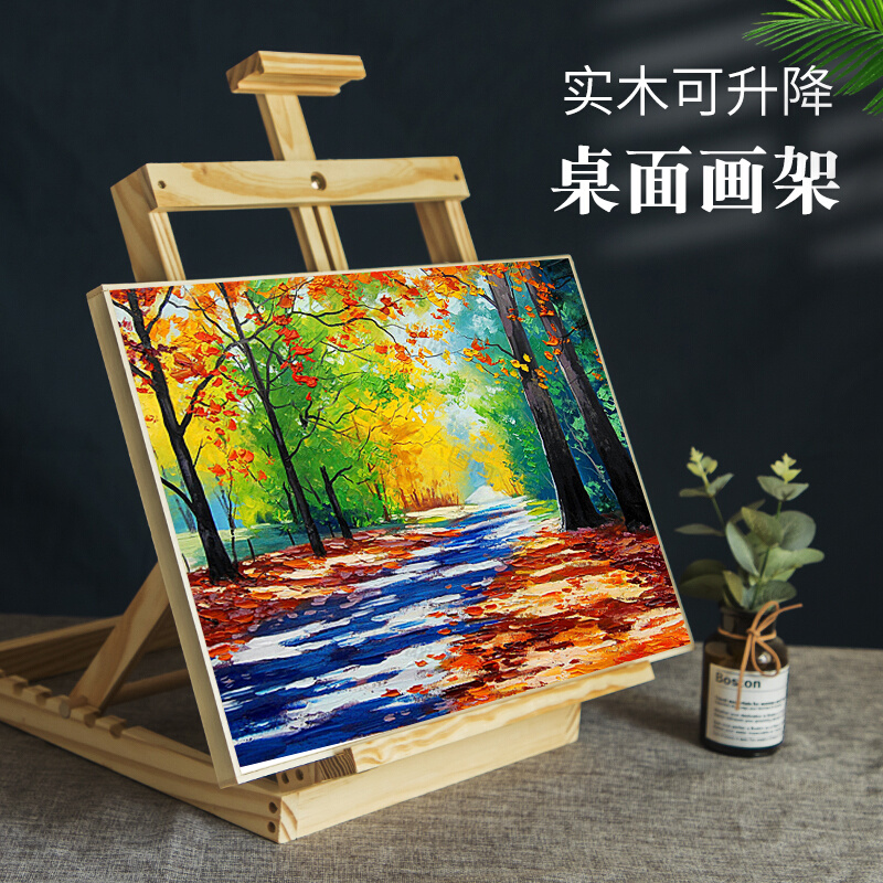 桌面台式小画架木质实木松可折叠便携素描画水粉儿童桌面装饰画室图片