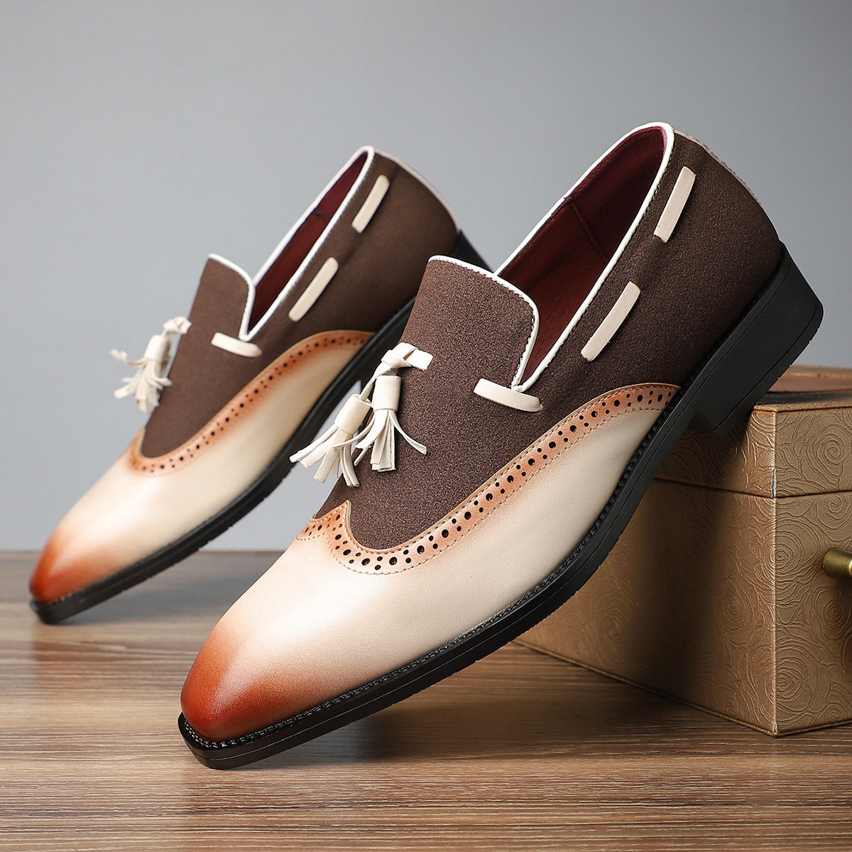 men shoes man loafers新款时尚潮流男士外穿商务休闲皮鞋英伦