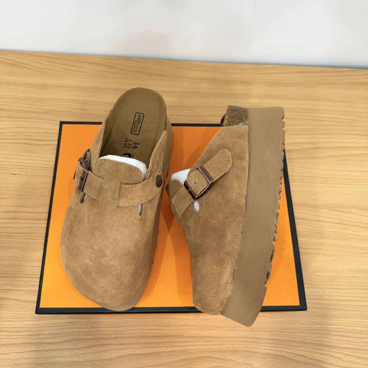 thick mules shoes slippers厚底百搭钓鱼包头勃肯拖鞋女新款秋冬