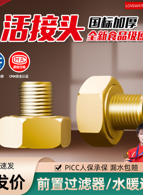 纯铜活接头前置过滤器通用PPR纯铜1寸4分20直通6分25接头配件接口