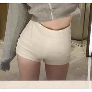 黑色高腰西装短裤女秋冬外穿白色小个子美式辣妹紧身打底包臀热裤