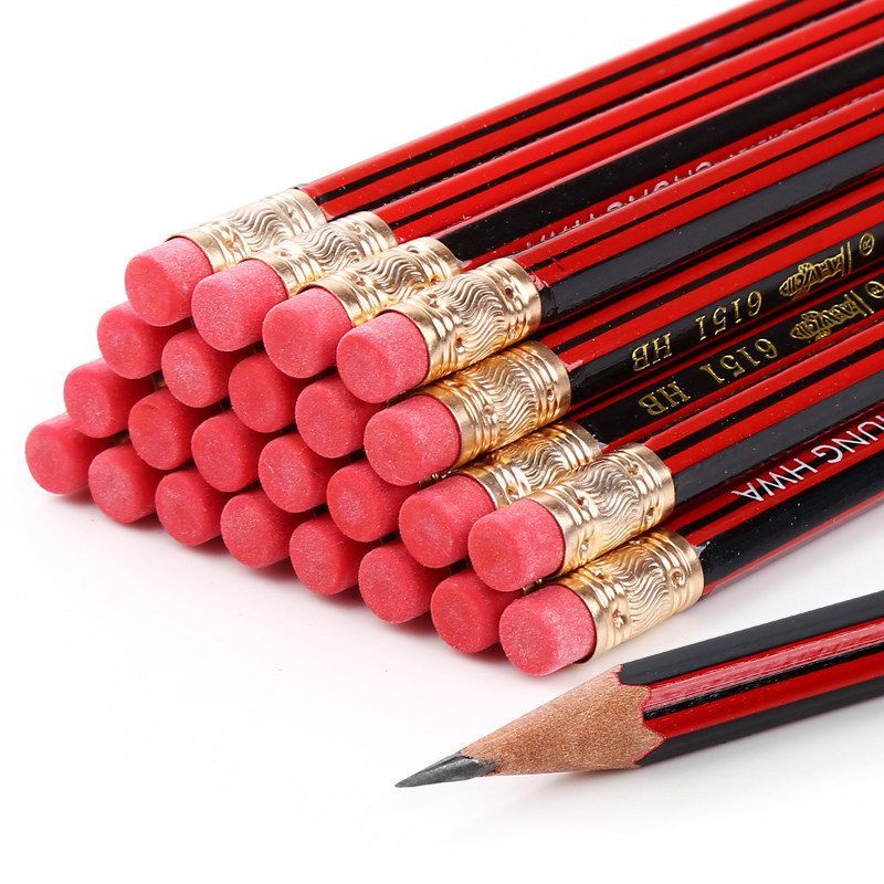 带橡皮头铅笔小学生专用一年级无铅毒三角杆铅笔儿童初学者铅笔带橡皮