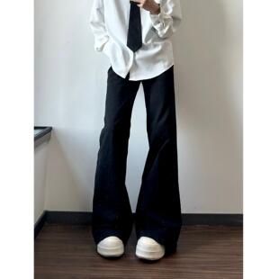 喇叭裤 巴家美式 直筒修身 男高街水洗复古黑色窄版 子 低腰微喇牛仔裤