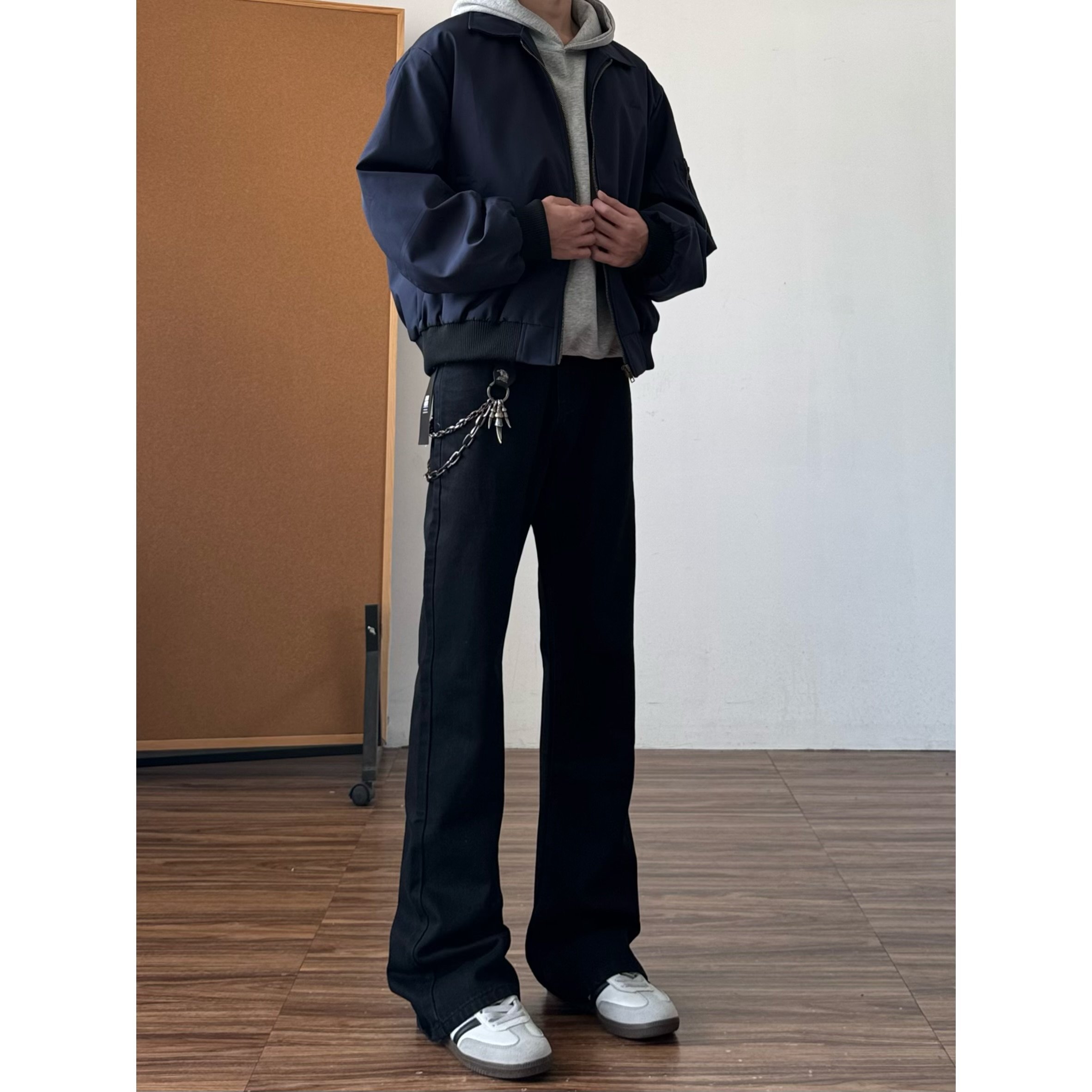 美式高街黑色弯刀微喇牛仔裤男2025新款cleanfit水洗做旧裤子秋冬,男装,牛仔裤,淘宝优惠券,粉丝福利购,淘宝优惠卷