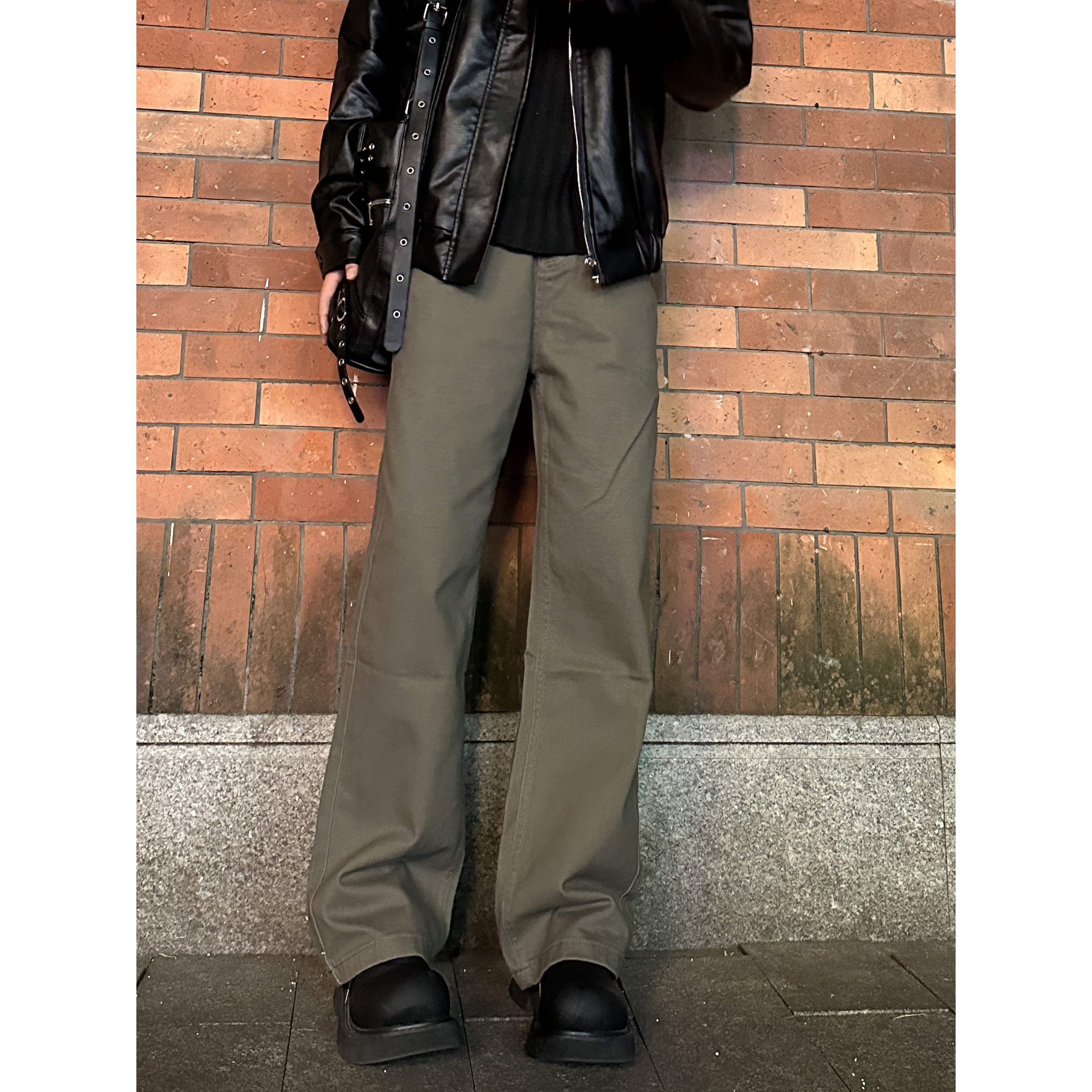 qtstudio咖色工装裤男美式复古宽松直筒休闲裤子长裤男款夏季薄款