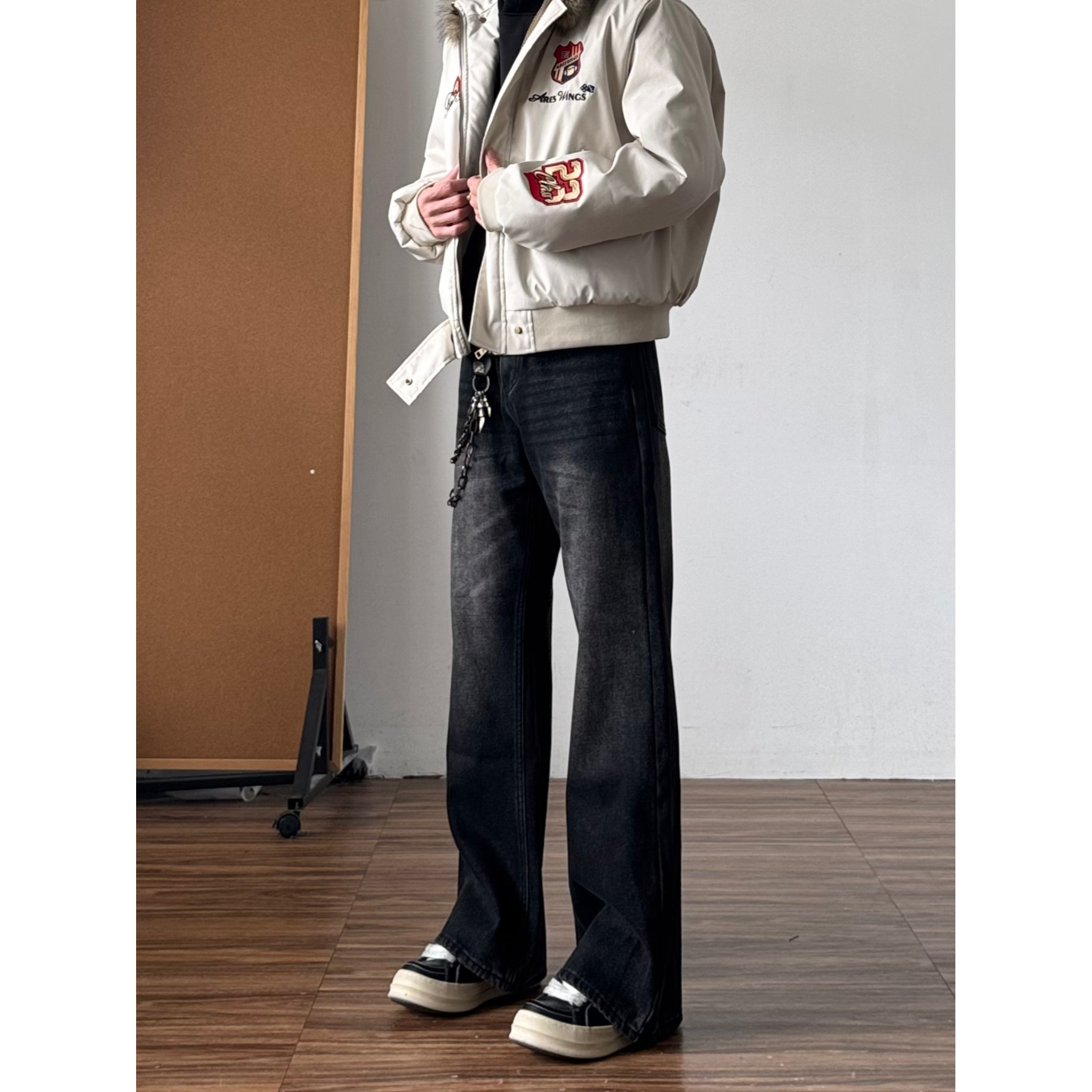 美式复古2021M水洗猫须牛仔裤