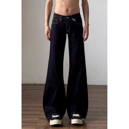 美式复古原牛低腰微喇牛仔裤