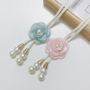 可调节珍珠花窗帘捆绑带一对装收纳配件轻奢高档纱帘束带固定扣绳