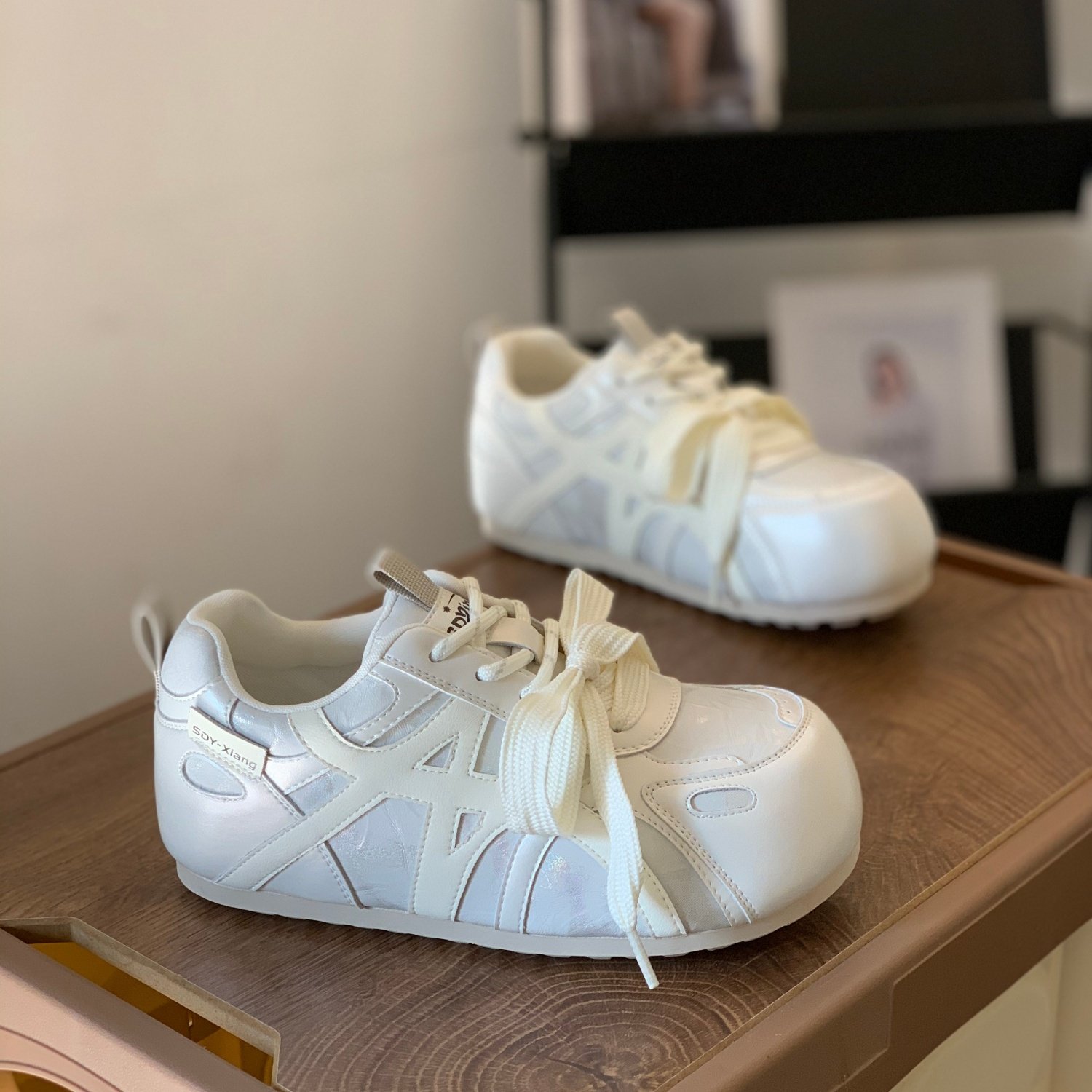 内增高显腿长时尚双鞋带德训鞋女2026春季新款百搭休闲韩版小白鞋,女鞋,德训鞋,淘宝优惠券,粉丝福利购,淘宝优惠卷