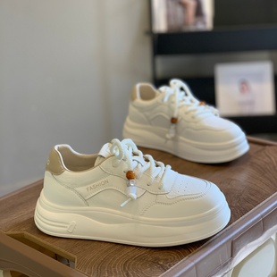 百搭松糕厚底系带休闲学院风板鞋 女2025新款 小白鞋 简约舒适韩版