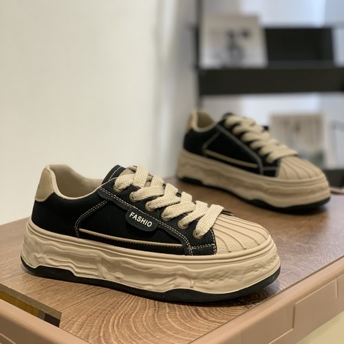 真皮复古溶解厚底贝壳头板鞋女2025春季新款百搭休闲运动小白鞋