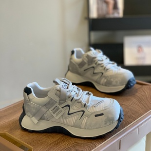 女2025新款 休闲运动鞋 百搭时尚 爆款 炸街双网拼接厚底韩版 老爹鞋