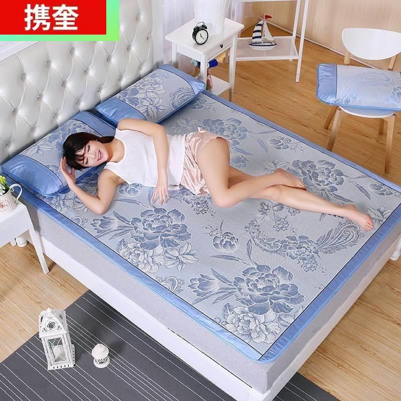 亚麻凉席透气床上夏天折叠式空调席三件套夏季1.8m1.5m冰丝老粗布