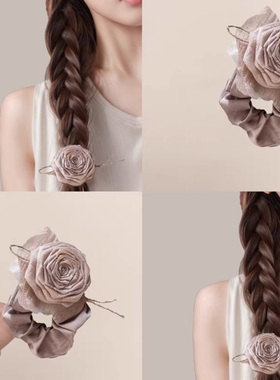 枯玫干瑰发圈真的温柔到家了！狂夸我！手作布艺大肠发圈旅行发卡