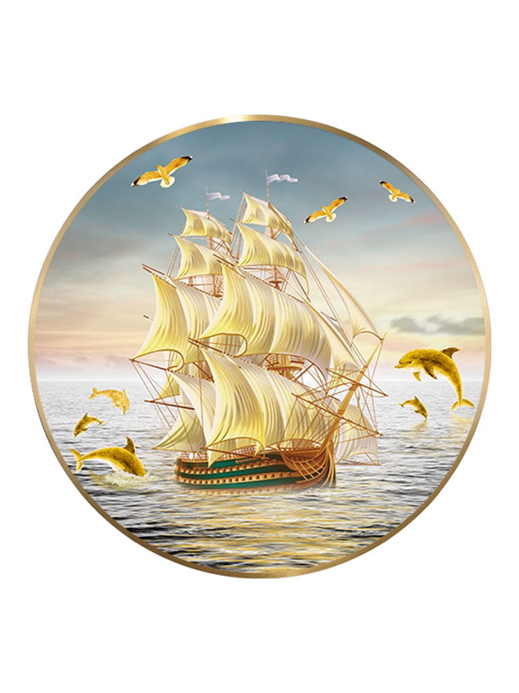 网红一帆风顺玄关装饰画新中式轻奢走廊过道餐厅壁画入户门正对墙