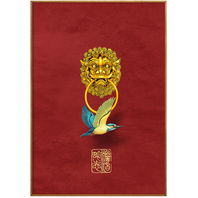 网红新中式电表箱装饰画竖款中国风推拉画配电箱电源电闸盒开关箱