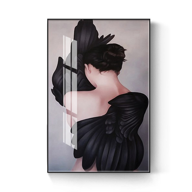 网红羽毛少女装饰画客厅沙背景墙画壁画玄关卧室餐厅现代时尚人物