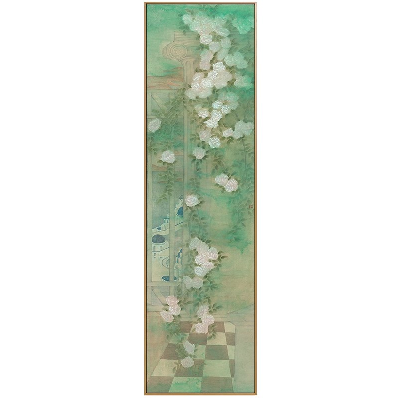 网红新中式尽头创意装饰画竖长条走廊花卉挂画楼梯转角玄关画x李