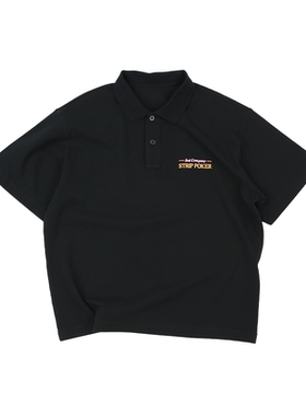 SOD Co. 阔形Polo “脱衣扑克” 黑色复古纯棉短宽阔形印花T通勤