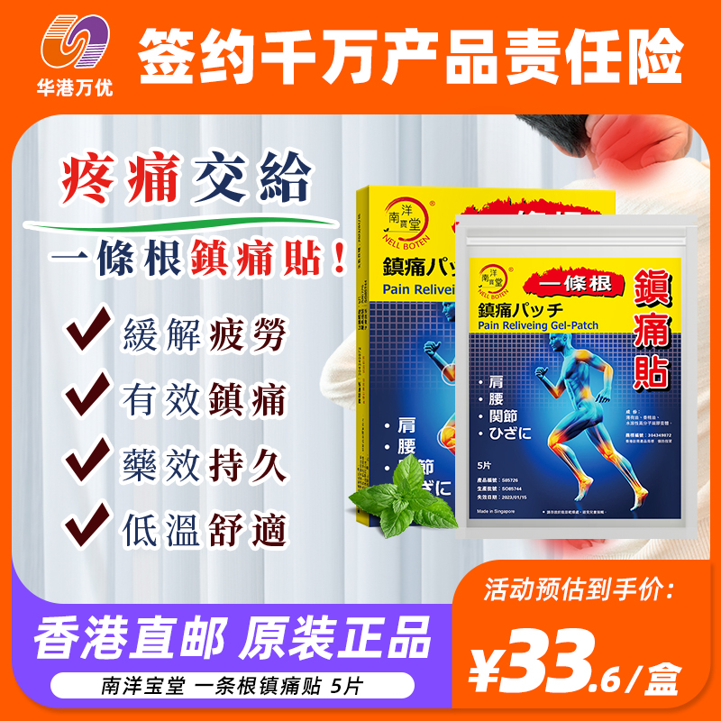 南洋宝堂一条根痛贴舒筋活络关节劳损跌打扭伤5片膏药进口