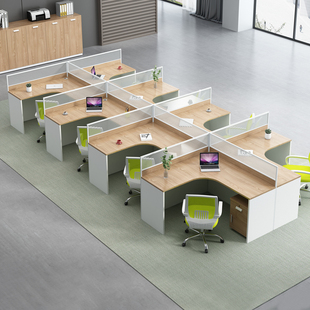 6人位职员办公桌简约现代 办公桌椅组合职员桌电脑桌员工桌屏风4