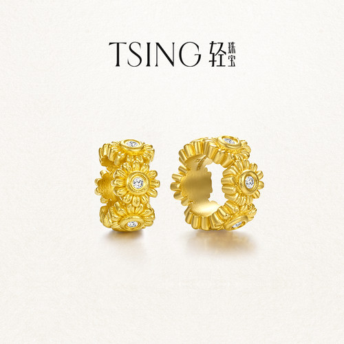 TSING轻珠宝【幸运符系列】自然灵感雏菊花环吊坠黄金转运珠配绳