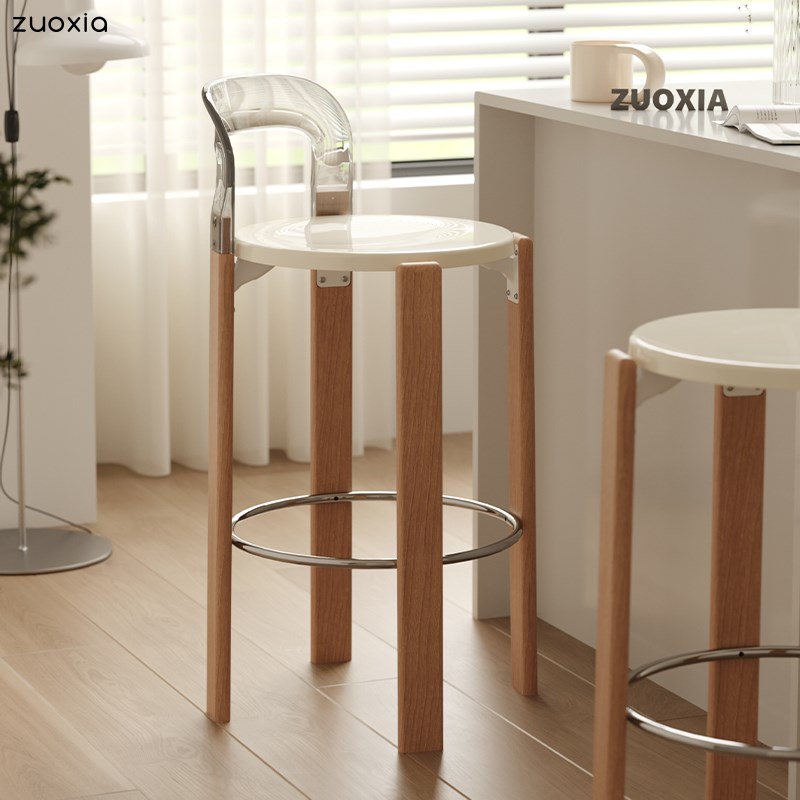 速发家用轻靠奢背高脚椅实木餐椅简约椅子创意餐厅吧台椅