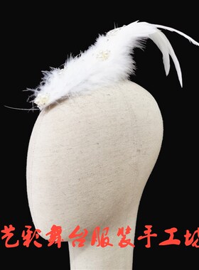 速发傣民白色羽毛头饰孔雀舞头饰专业艺考头饰少数族族头饰来图