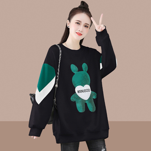 速发保024春秋新款士卫衣中上款遮屁股加绒加厚宽松时尚洋气2暖长