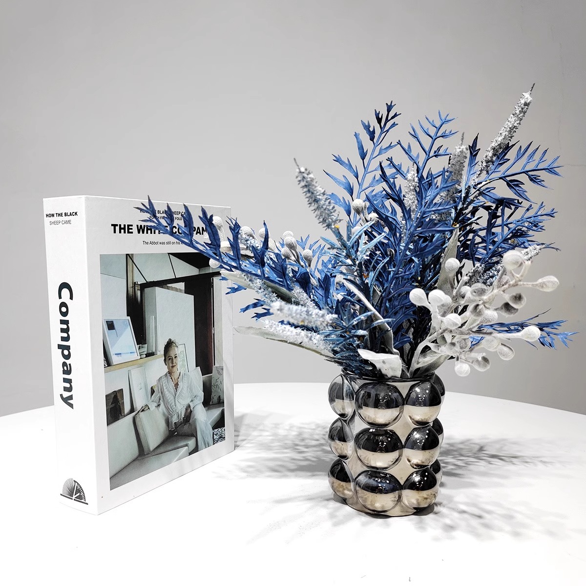 速发轻奢蓝色花艺套级插花客厅样面高装感桌板房假花装饰摆件