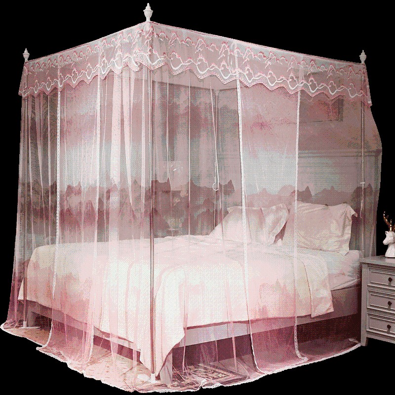 速发伸缩蚊帐地.8m主家用公床风U型落1加粗支架1.5米 三开门加密