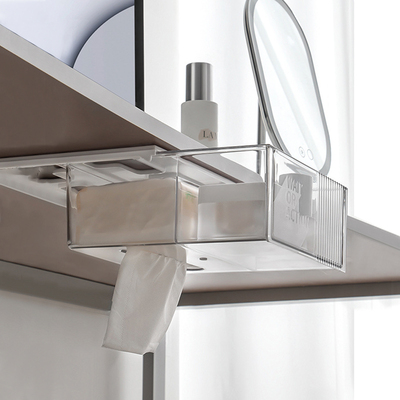 速发物下抽面式纸巾收纳盒办公室桌屉抽屉神器书桌底下隐藏置桌架