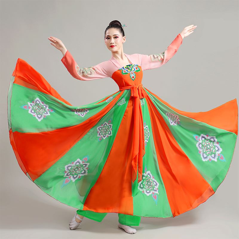 速发古典子蹈服演出服中国风扇舞舞敦煌舞蹈演出服桃裙长李杯剧目