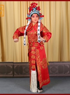 速发京剧戏曲服将戏剧武生武装花林好汉戏服白色全金团绿