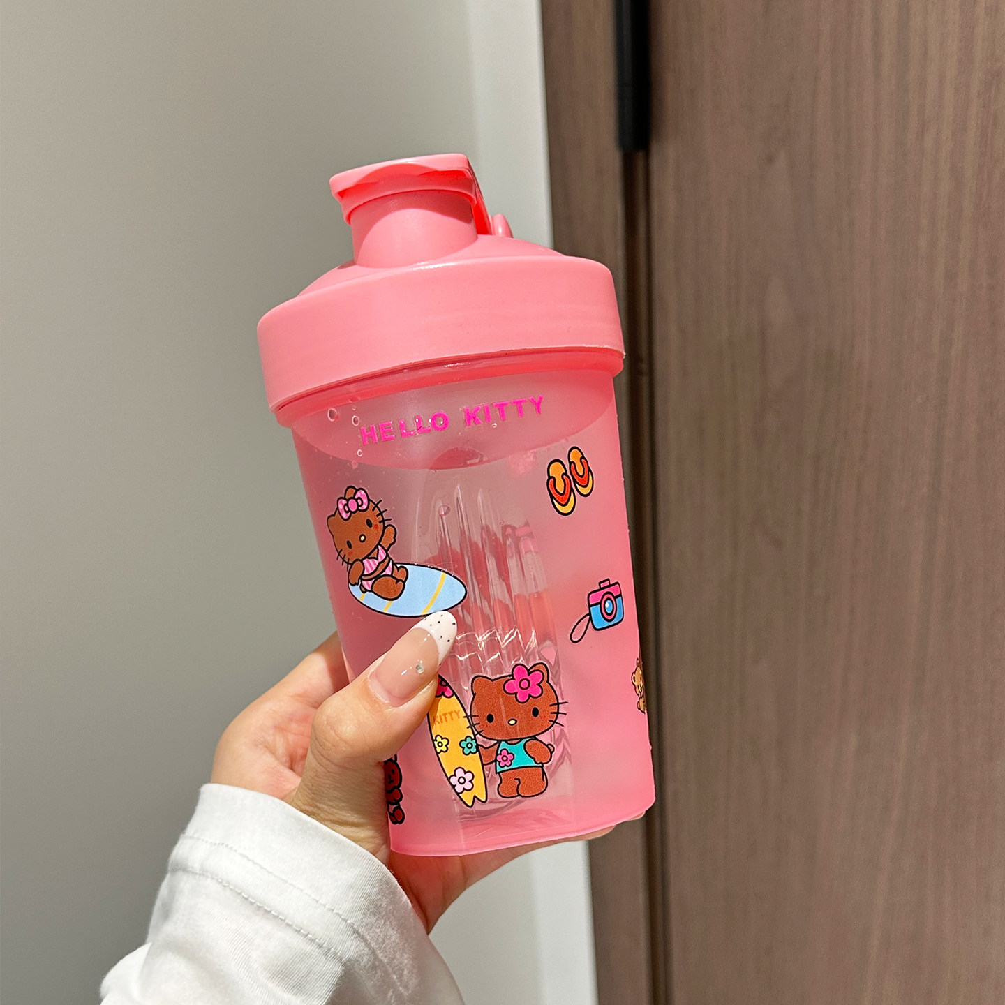 黑皮卡通猫冷饮杯女生高颜值夏日糖果色直饮杯学生冷泡茶随手杯子