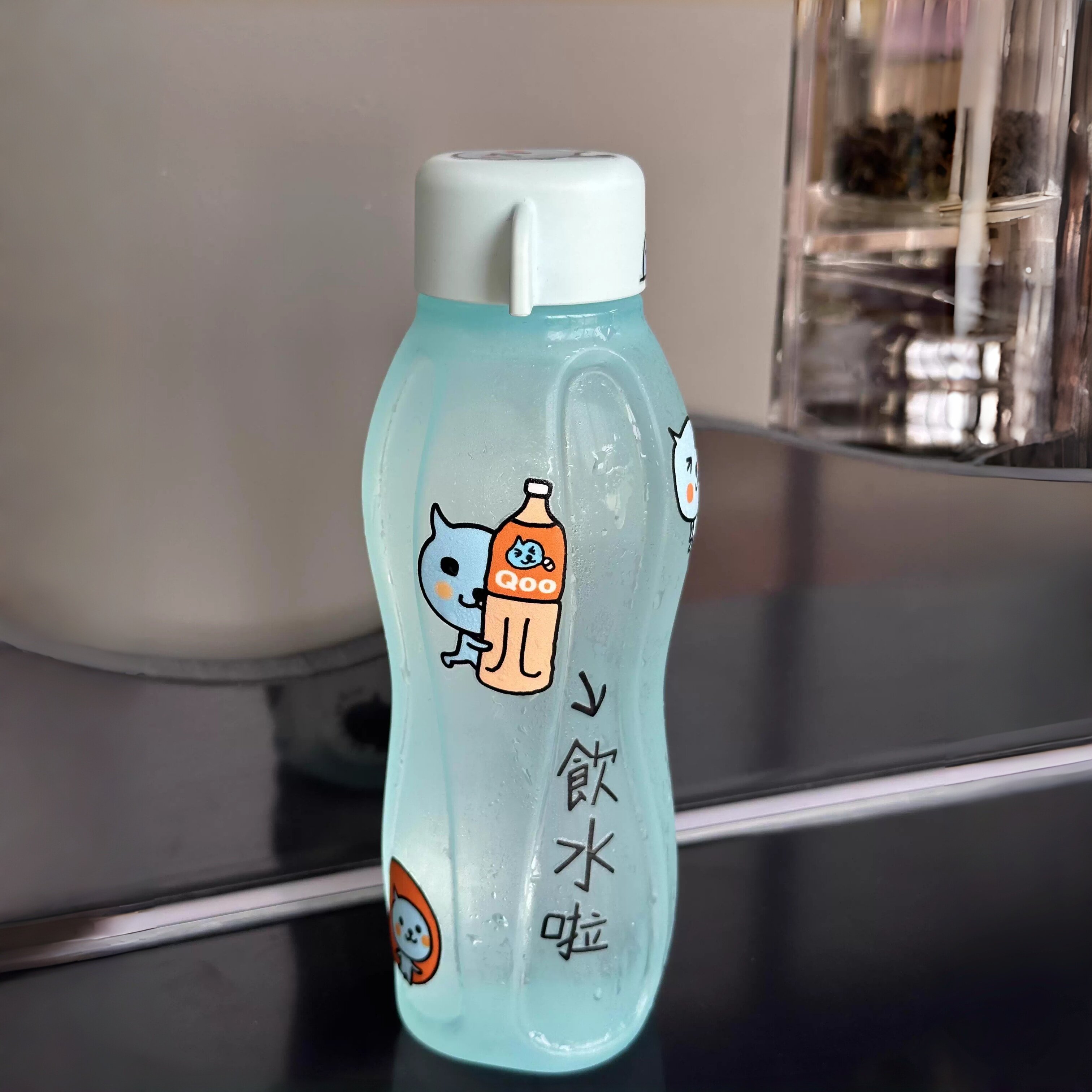 酷儿水杯pp食品级耐高温塑料水杯女生高颜值便携运动健身水杯防漏