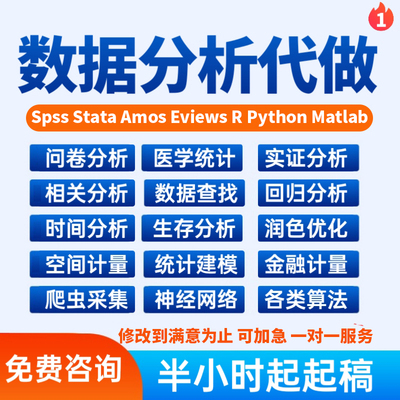 spss数据分析服务amos问卷stata实证代做python爬虫meta医学统计R