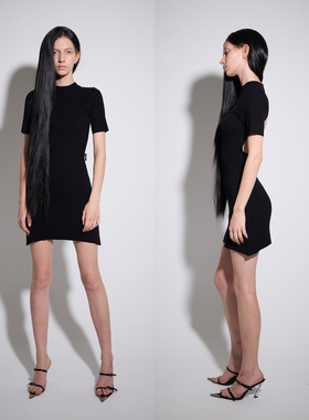 Aeaea 原创露背Mini针织短袖连衣裙黑色白色