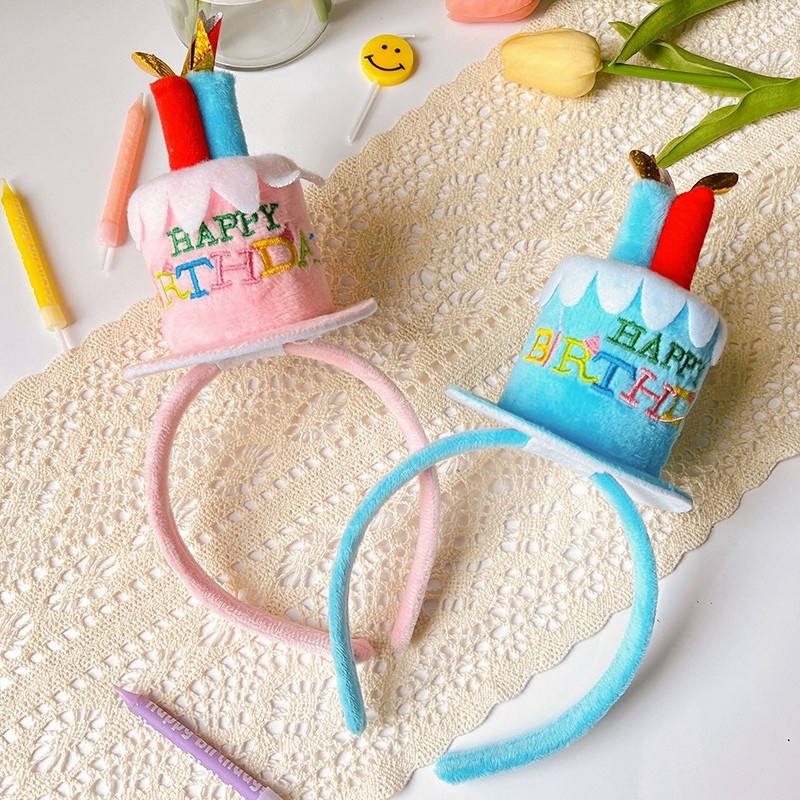 网红同款烘焙蛋糕装饰复古韩式毛毡帽头箍生日帽派对网红拍照帽子