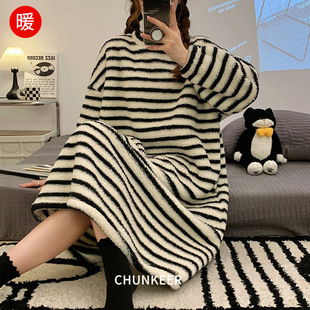 珊瑚绒可外穿裙子可爱女冬季 睡衣长款 家居服加厚卡通睡裙加绒保暖