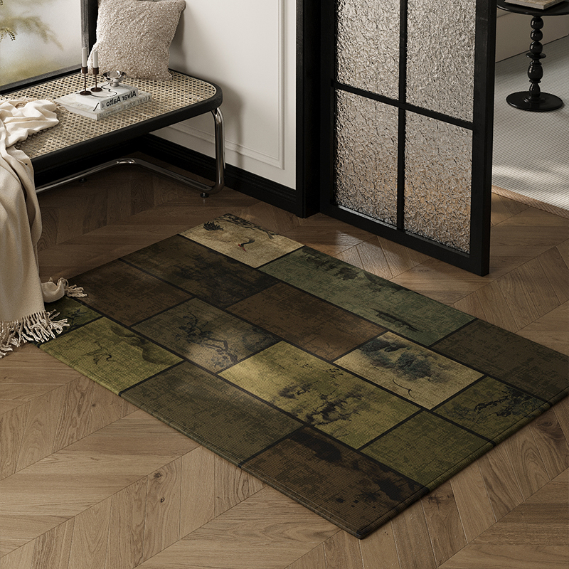 新中式入户门地垫玄关大门口进门除尘耐脏耐磨脚垫水墨画防滑地毯